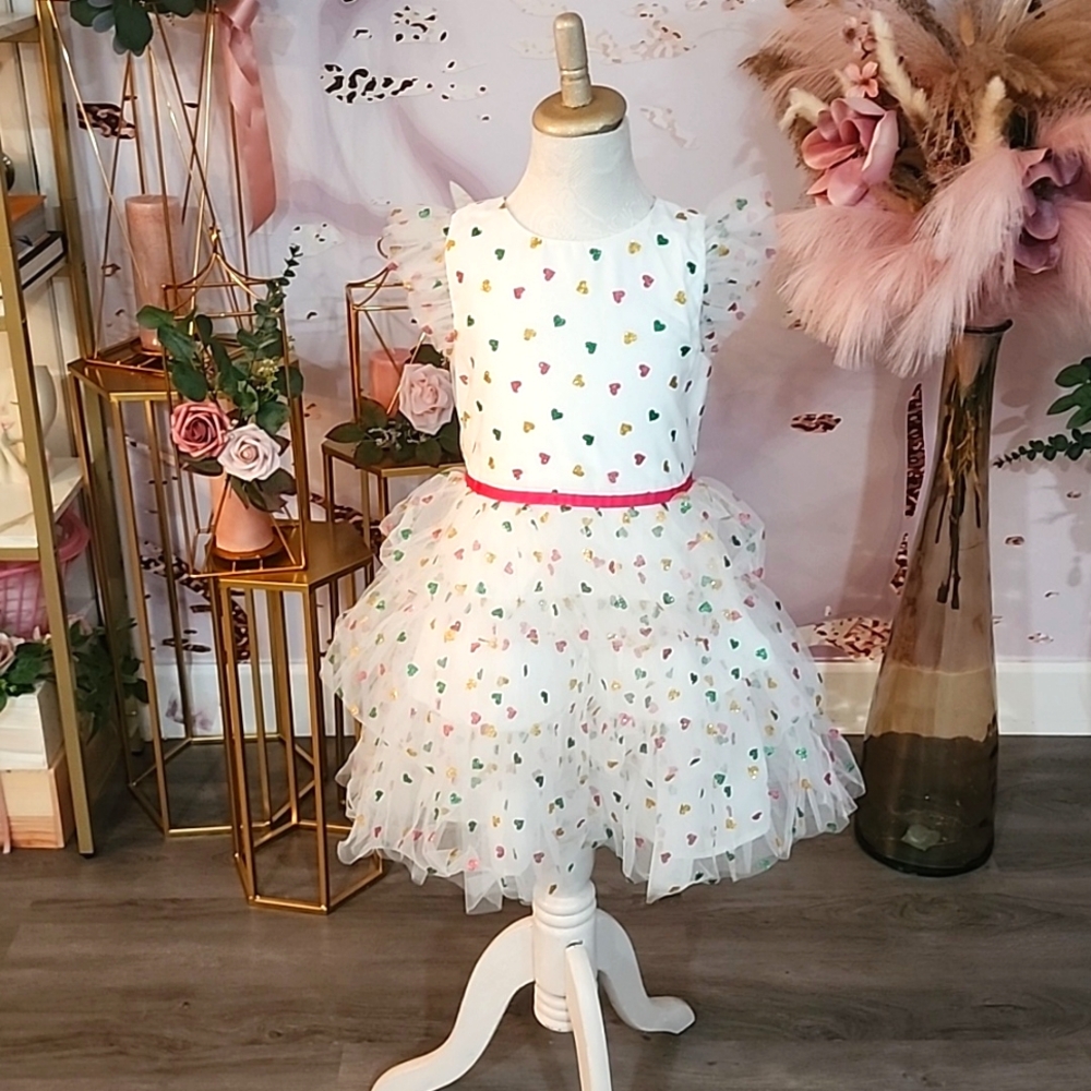 Janie and Jack Sparkle Heart tulle dress, size 8